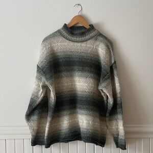 Green and Cream Striped Knit